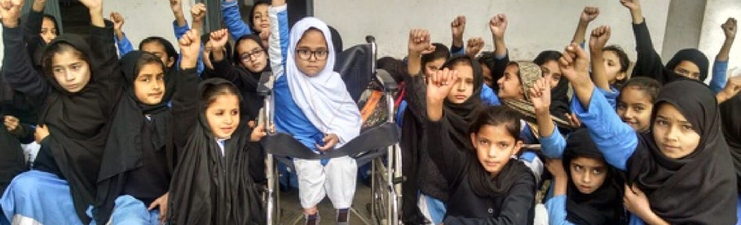 Girl in wheelchair at the Girls Primary School Ghaligay